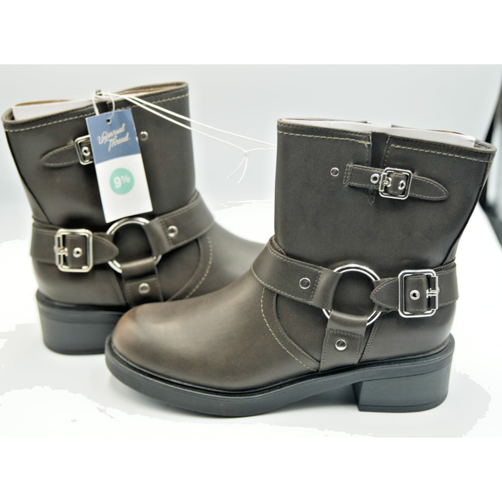 Universal Thread Connor Ankle Boots Brown Biker Buckle‎ 9.5 Memory Foam